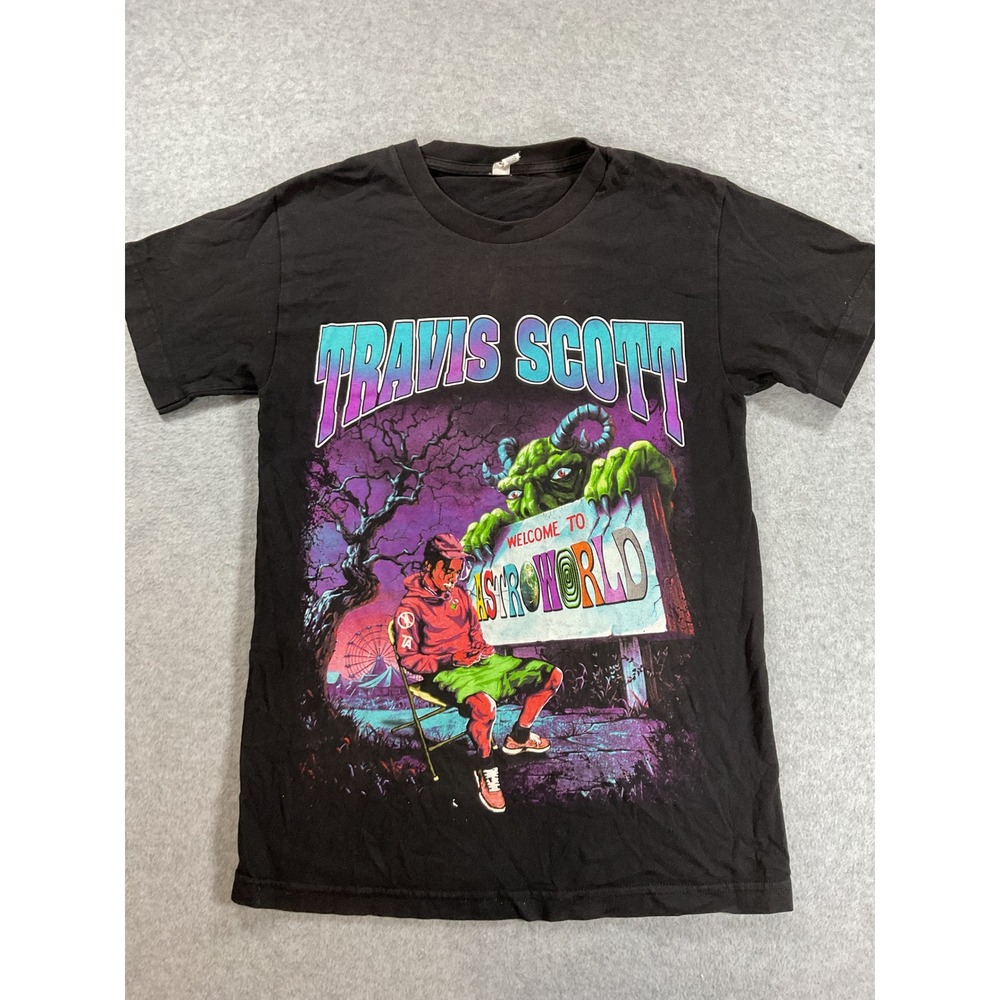 Travis Scott Astroworld Welcome To Astroworld Graphic T-Shirt Mens Small 2077